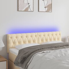 Galvūgalis su LED, Audinys, 144x7x78/88cm, kreminė spalva цена и информация | Кровати | pigu.lt