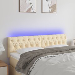 Galvūgalis su LED, Audinys, 160x7x78/88cm, kreminė spalva цена и информация | Кровати | pigu.lt