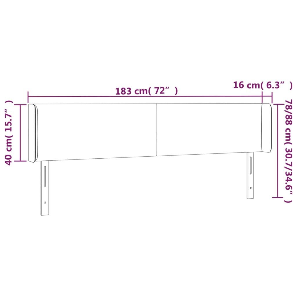 Galvūgalis su LED vidaXL, Dirbtinė oda, 183x16x78/88cm, kapučino spalva kaina ir informacija | Lovos | pigu.lt