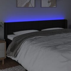 vidaXL Galvūgalis su LED, juodos spalvos, 163x16x78/88cm, audinys цена и информация | Кровати | pigu.lt