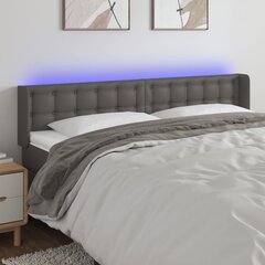 Galvūgalis su led, pilkas, 203x16x78/88cm kaina ir informacija | Lovos | pigu.lt