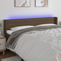 Galvūgalis su LED, Audinys, 203x16x78/88cm, tamsiai ruda цена и информация | Кровати | pigu.lt