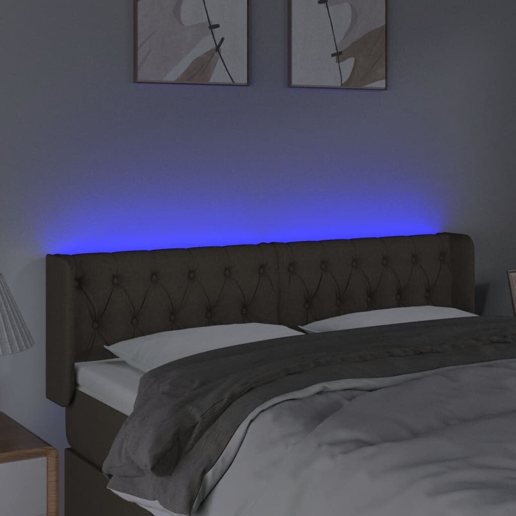 Galvūgalis su LED, Audinys, 163x16x78/88cm, taupe spalva kaina ir informacija | Lovos | pigu.lt