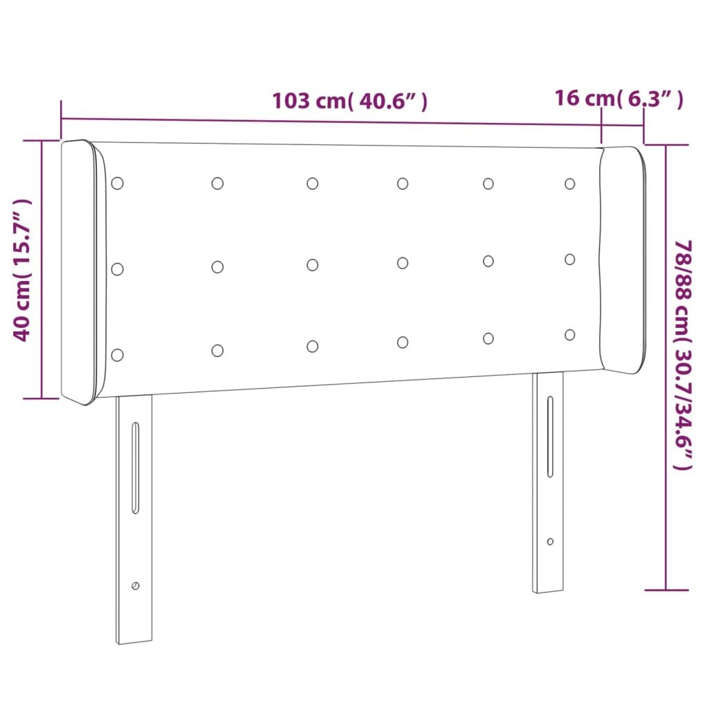 Galvūgalis su led, tamsiai rudas, 103x16x78/88cm kaina ir informacija | Lovos | pigu.lt