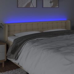 Galvūgalis su LED, Audinys, 183x16x78/88cm, kreminė spalva kaina ir informacija | Lovos | pigu.lt