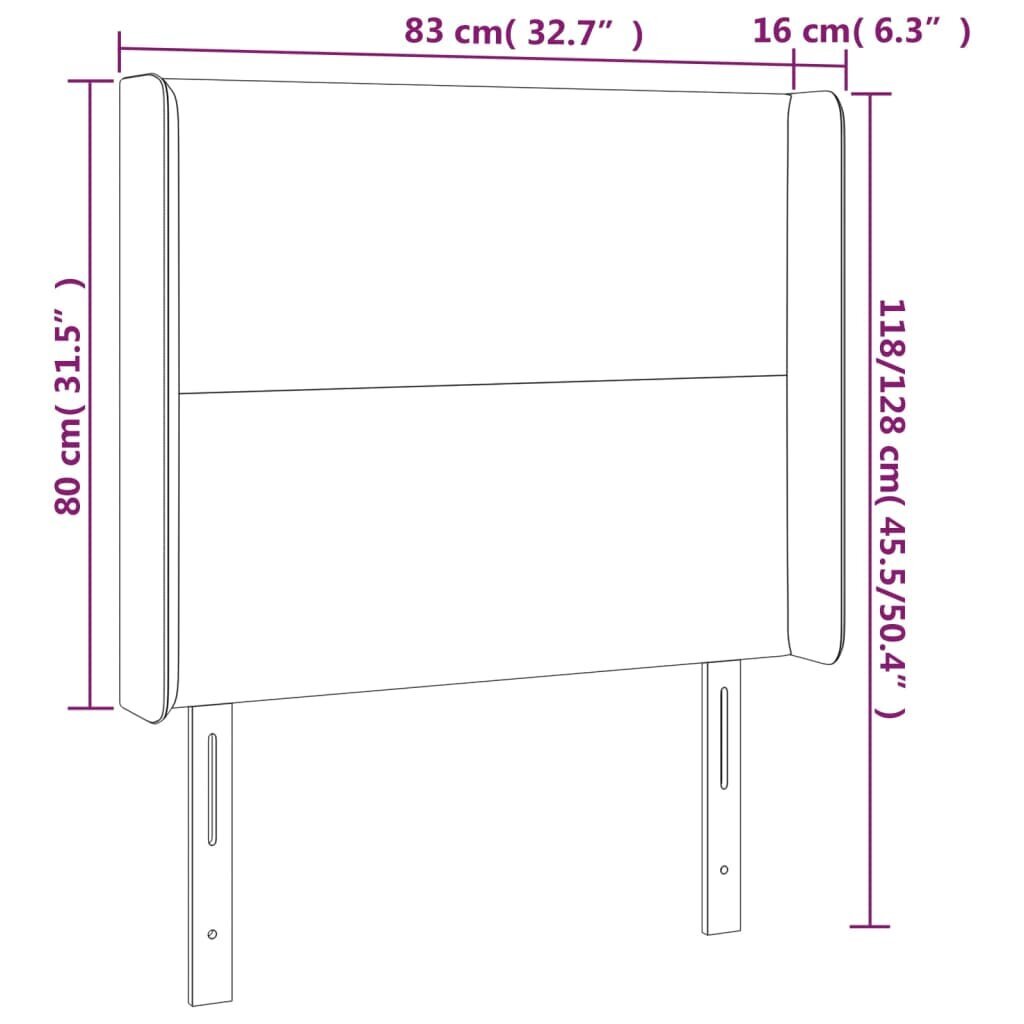 Galvūgalis su LED, Audinys, 83x16x118/128cm, taupe spalva kaina ir informacija | Lovos | pigu.lt