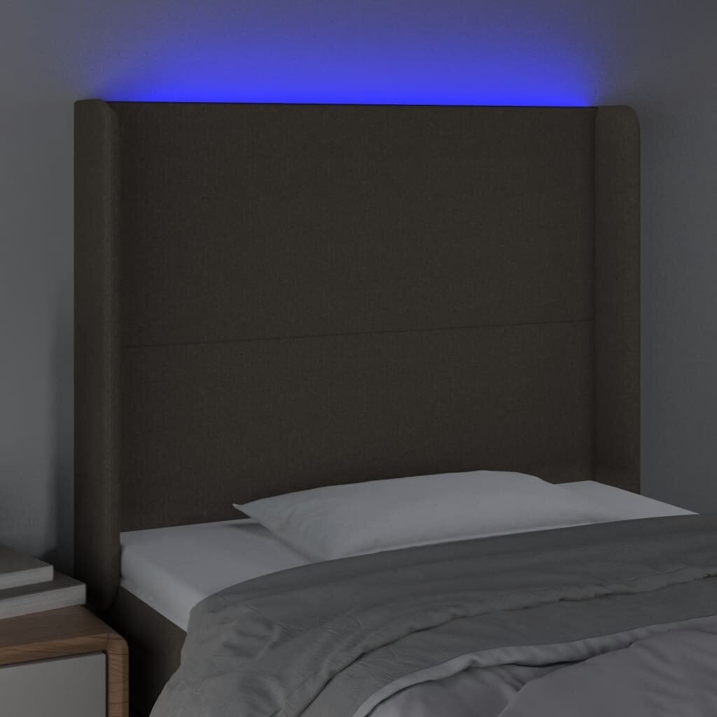 Galvūgalis su LED, Audinys, 83x16x118/128cm, taupe spalva kaina ir informacija | Lovos | pigu.lt