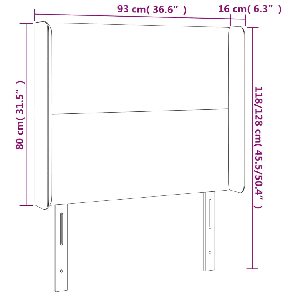 Galvūgalis su led, juodas, 93x16x118/128cm kaina ir informacija | Lovos | pigu.lt