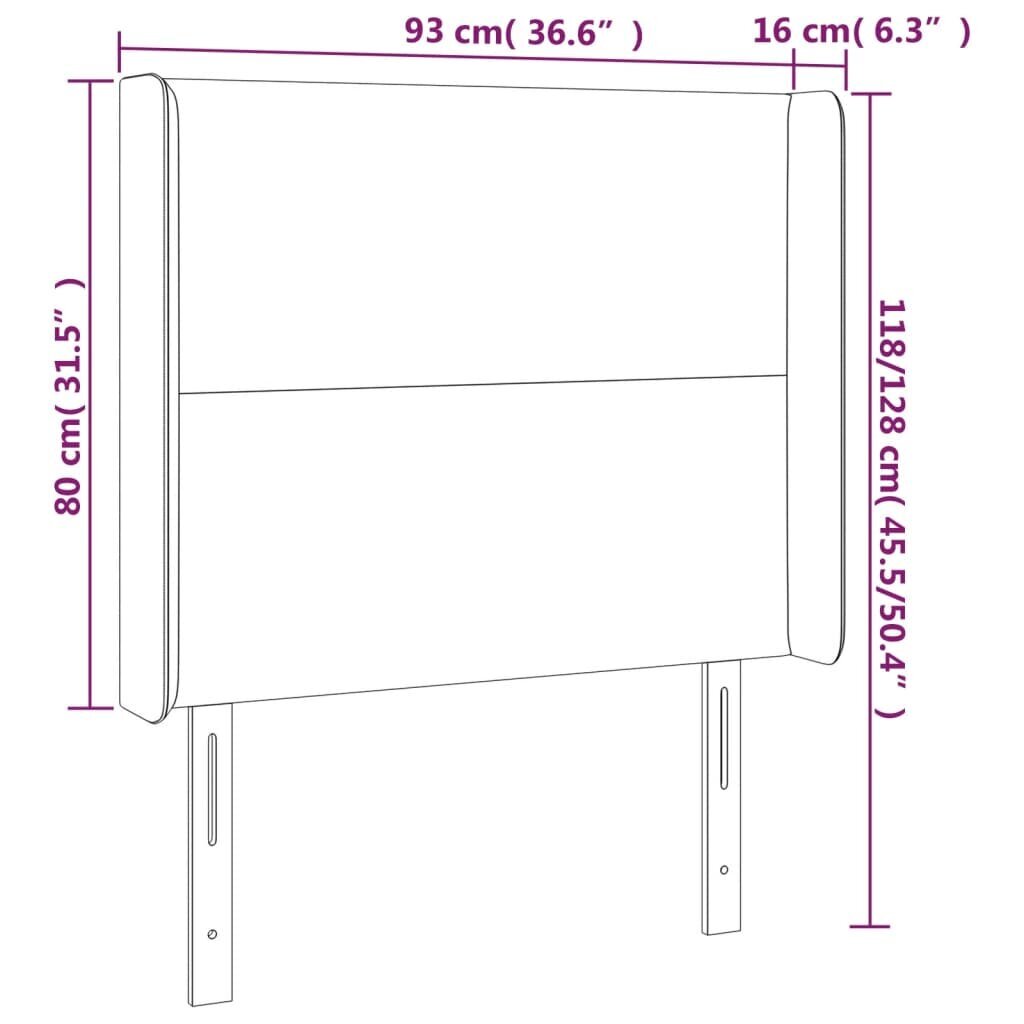 Galvūgalis su LED, Dirbtinė oda, 93x16x118/128cm, kapučino spalva kaina ir informacija | Lovos | pigu.lt