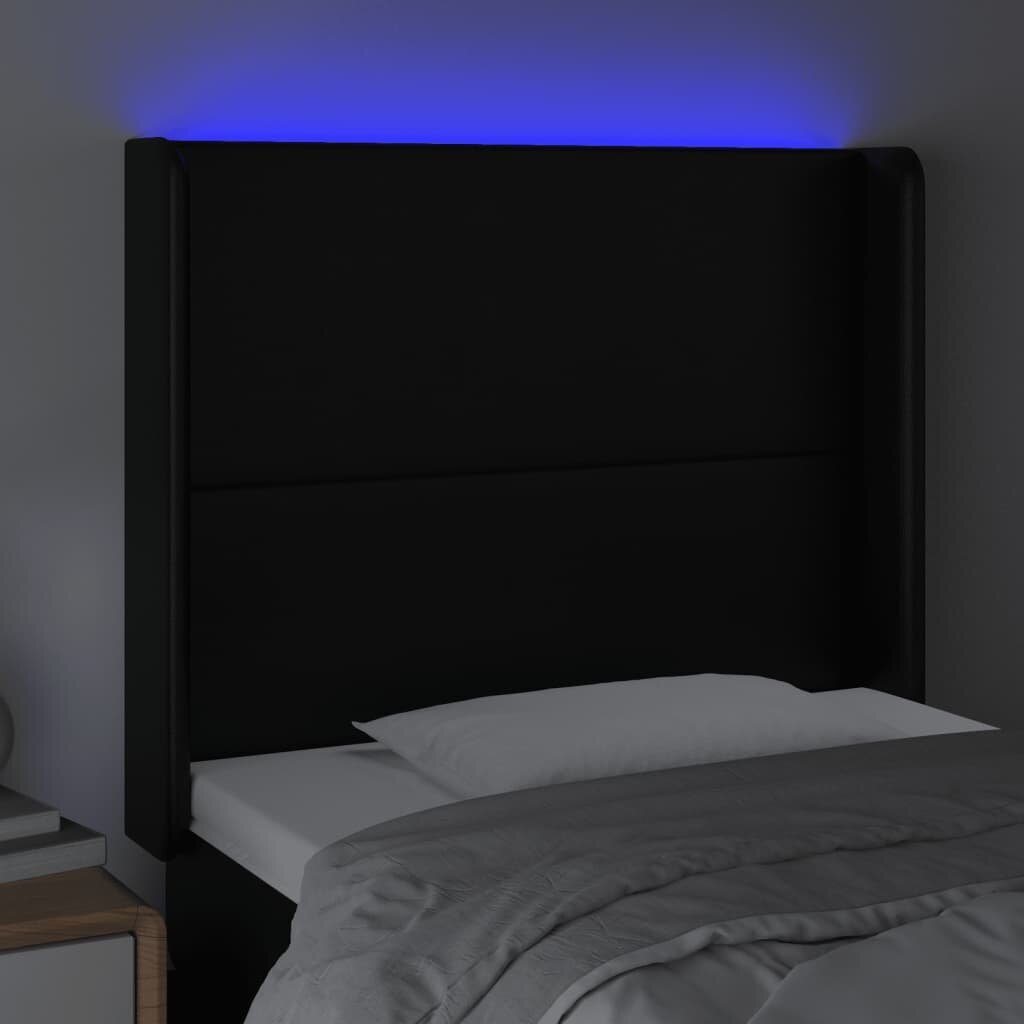 Galvūgalis su led, juodas, 103x16x118/128 cm kaina ir informacija | Lovos | pigu.lt