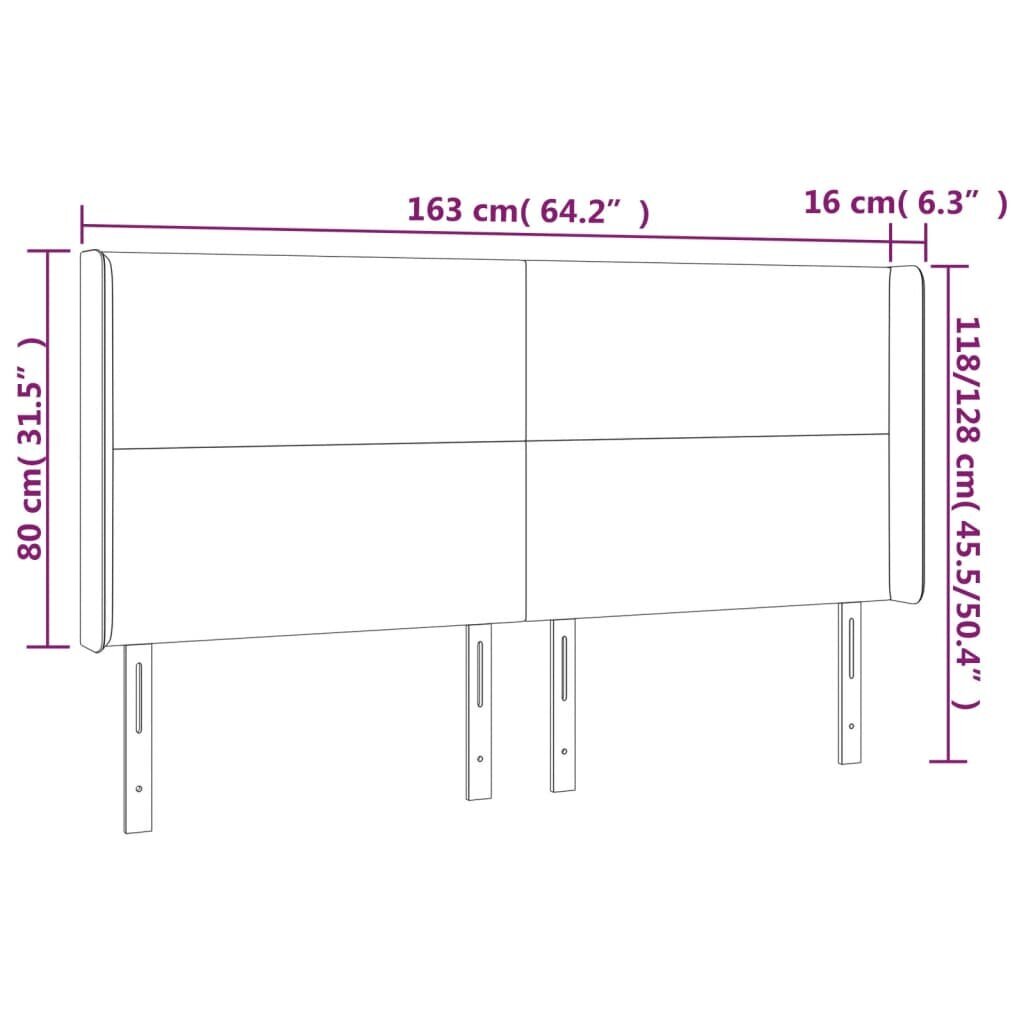 Galvūgalis su led, juodas, 163x16x118/128 cm kaina ir informacija | Lovos | pigu.lt