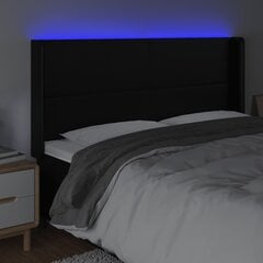 Изголовье со светодиодом, черное, 163x16x118/128 см цена и информация | Кровати | pigu.lt