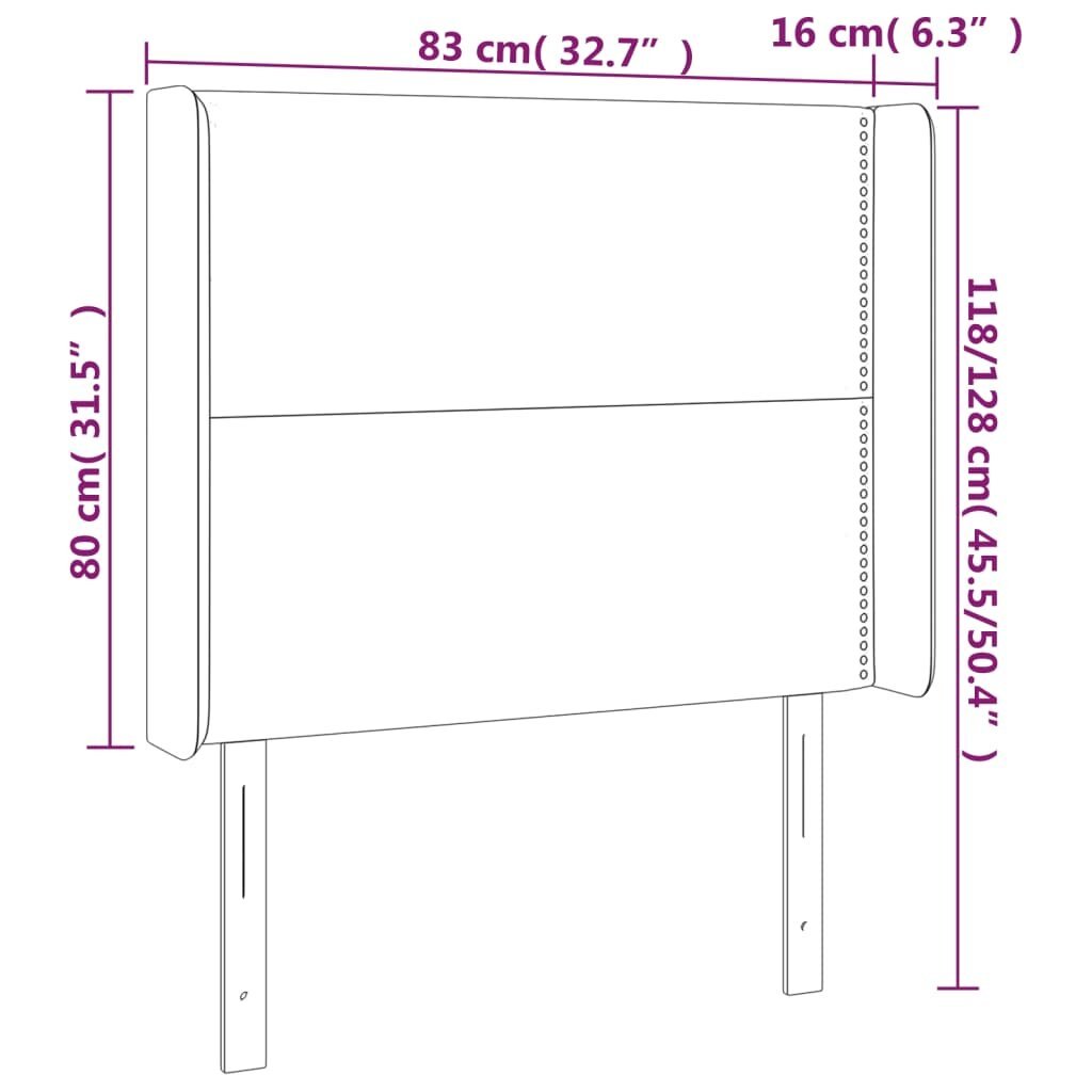 Galvūgalis su led, šviesiai pilkas, 83x16x118/128cm kaina ir informacija | Lovos | pigu.lt