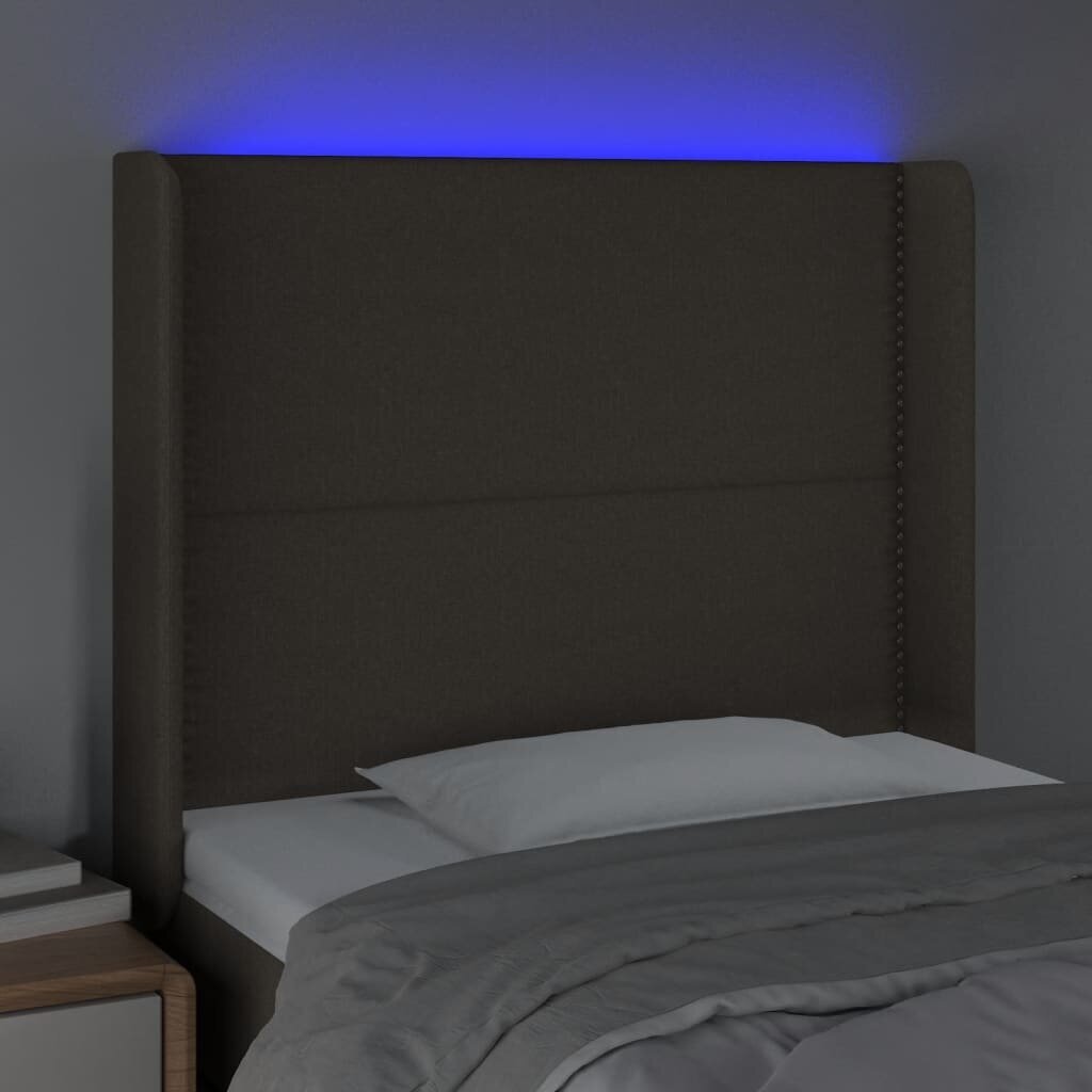 Galvūgalis su LED, Audinys, 93x16x118/128cm, taupe spalva kaina ir informacija | Lovos | pigu.lt