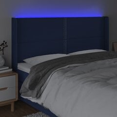 Galvūgalis su led, mėlynas, 183x16x118/128cm kaina ir informacija | Lovos | pigu.lt