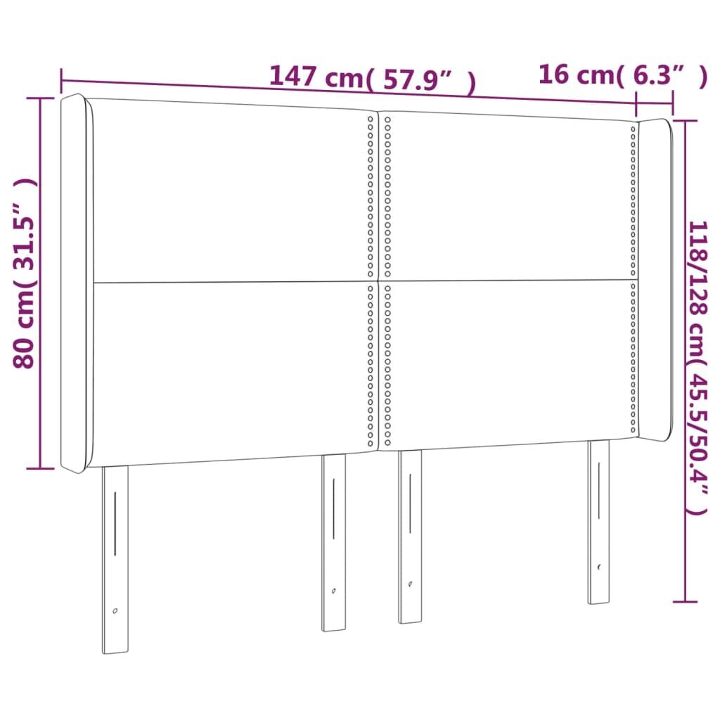 Galvūgalis su led, juodas, 147x16x118/128 cm kaina ir informacija | Lovos | pigu.lt