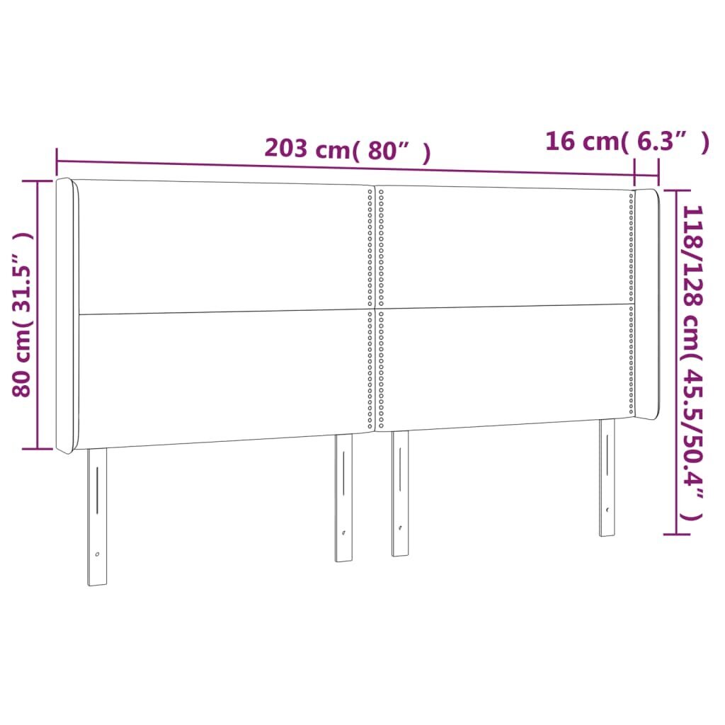 Galvūgalis su led, juodas, 203x16x118/128 cm kaina ir informacija | Lovos | pigu.lt