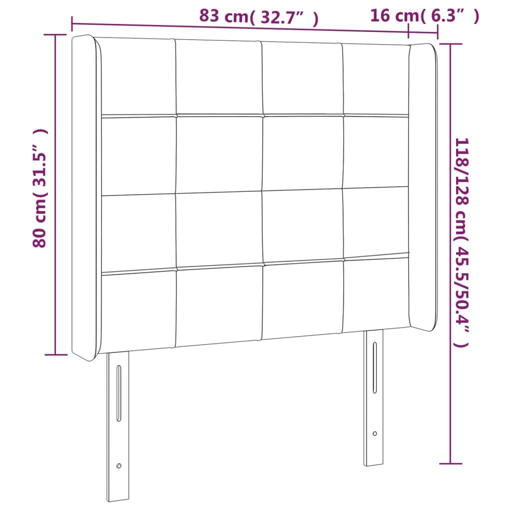 Galvūgalis su LED, juodas, 83x16x118/128cm kaina ir informacija | Lovos | pigu.lt