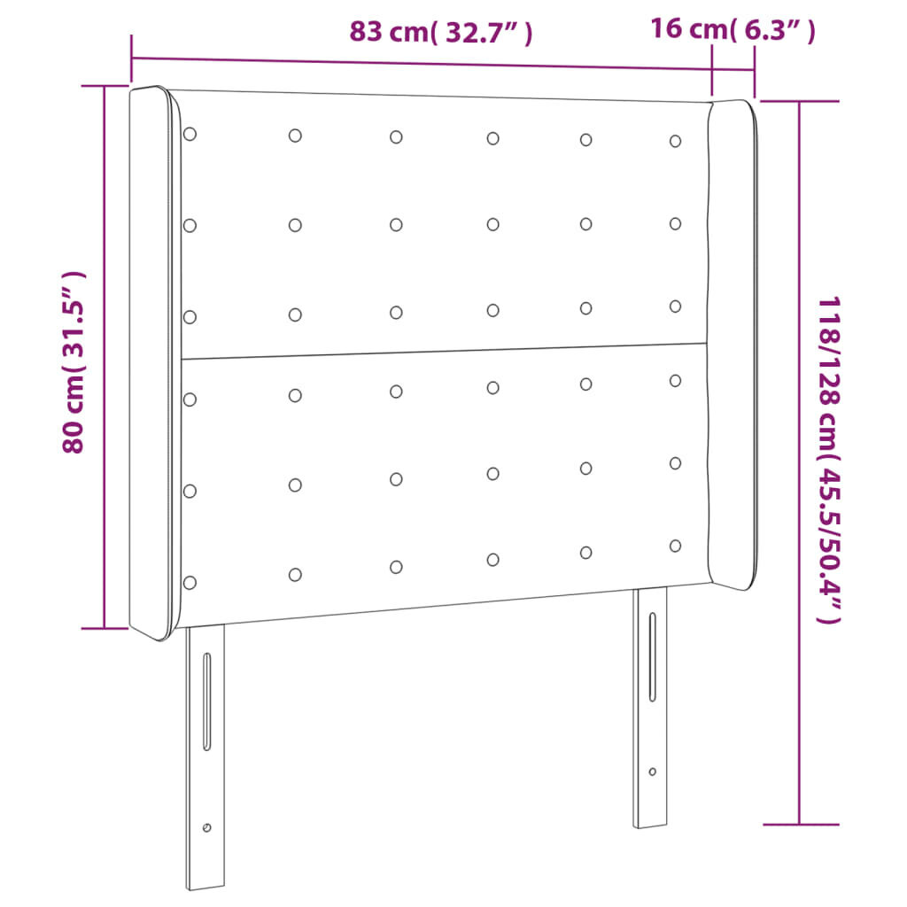 Galvūgalis su led, juodas, 83x16x118/128 cm kaina ir informacija | Lovos | pigu.lt