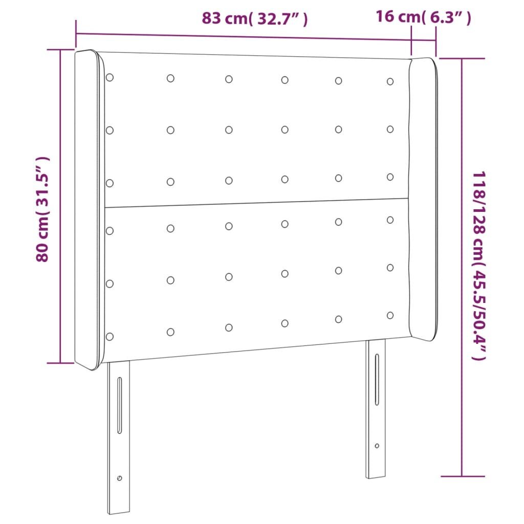 Galvūgalis su led, baltas, 83x16x118/128 cm kaina ir informacija | Lovos | pigu.lt