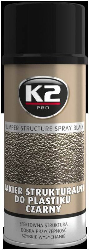 Struktūriniai dažai K2 Bumper juodi, 400 ml kaina ir informacija | Autochemija | pigu.lt