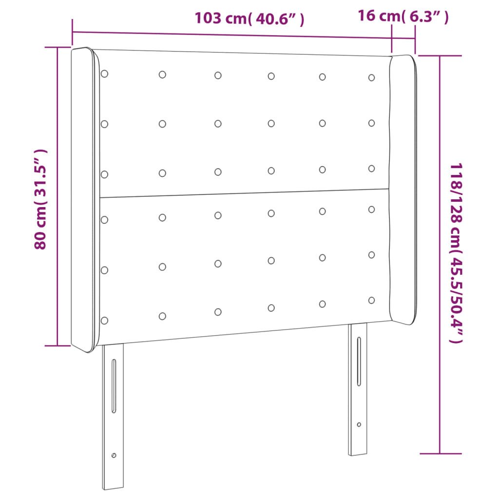 Galvūgalis su led, baltas, 103x16x118/128 cm kaina ir informacija | Lovos | pigu.lt