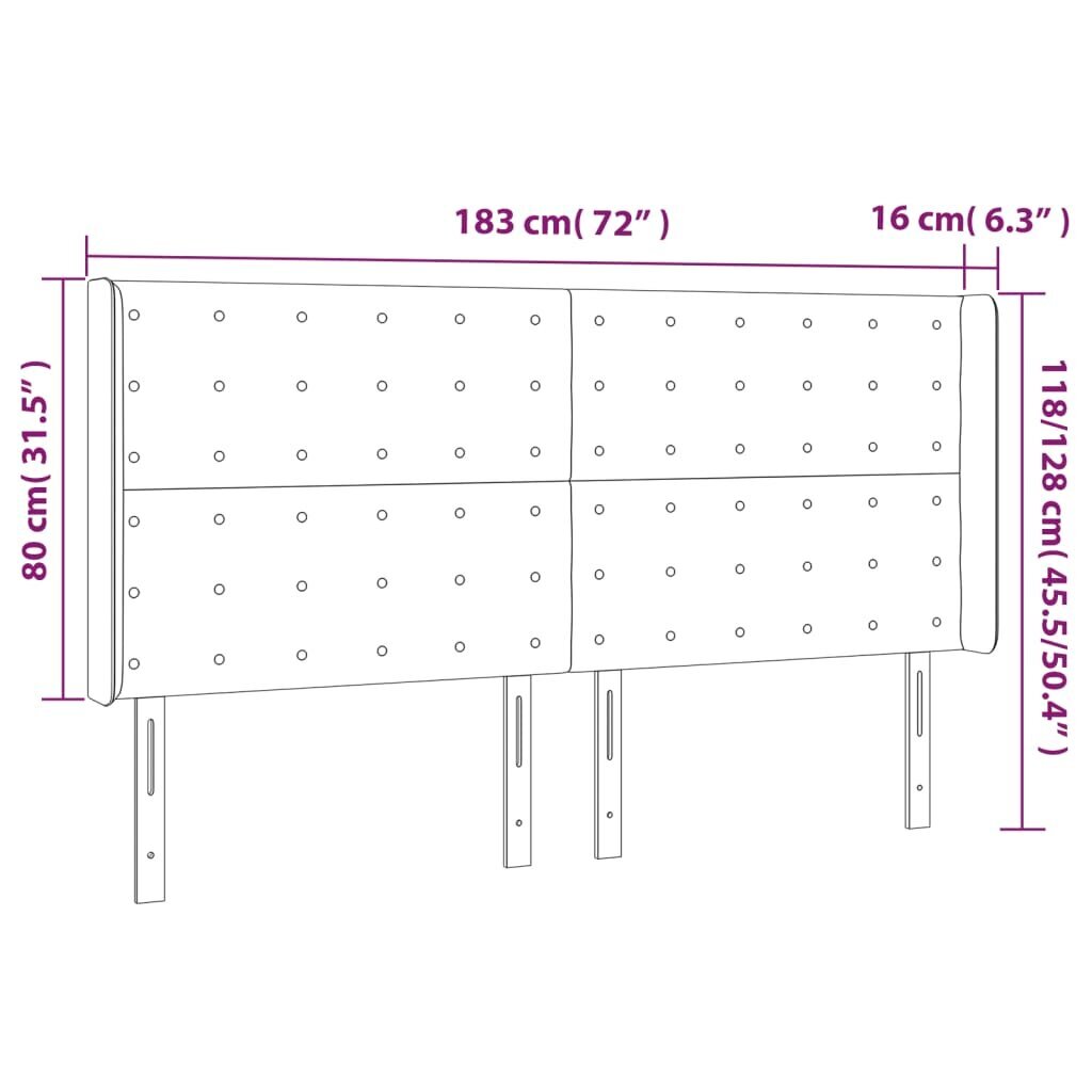 Galvūgalis su led, juodas, 183x16x118/128 cm kaina ir informacija | Lovos | pigu.lt