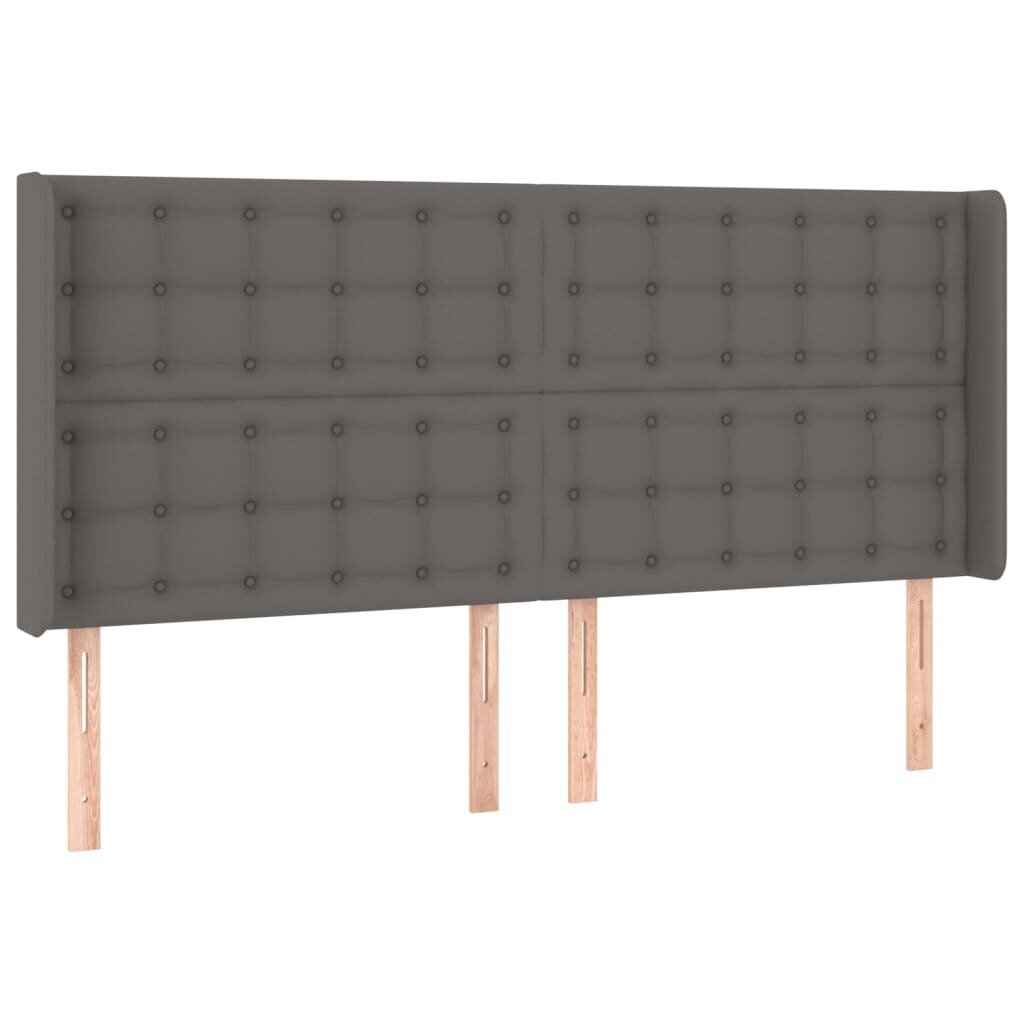 Galvūgalis su led, pilkas, 183x16x118/128 cm kaina ir informacija | Lovos | pigu.lt