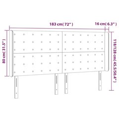 Galvūgalis su led, pilkas, 183x16x118/128 cm kaina ir informacija | Lovos | pigu.lt