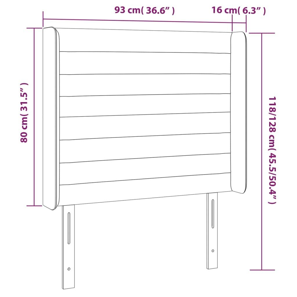 Galvūgalis su led, kreminės, 93x16x118/128cm kaina ir informacija | Lovos | pigu.lt