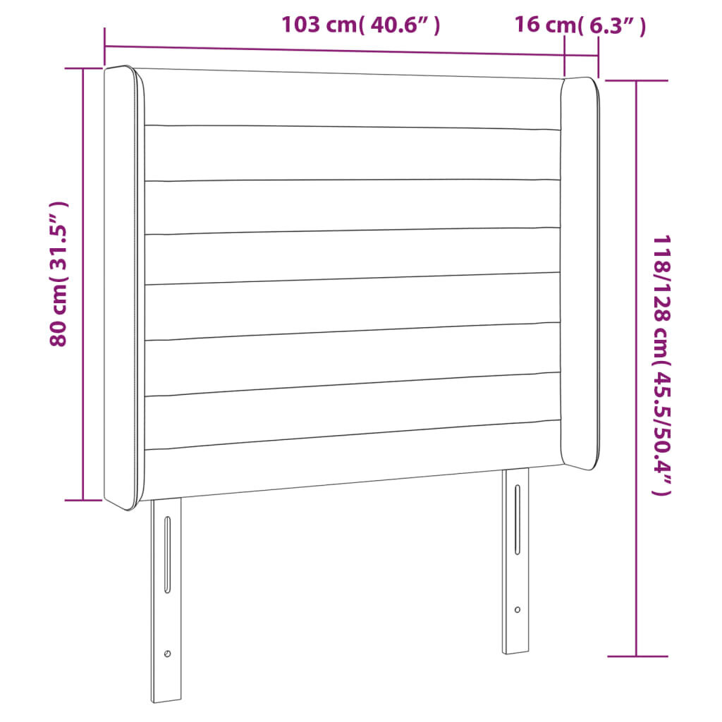 Galvūgalis su led, mėlynas, 103x16x118/128cm kaina ir informacija | Lovos | pigu.lt