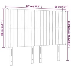 Galvūgalis su LED, Audinys, 147x16x118/128 cm, kreminė spalva kaina ir informacija | Lovos | pigu.lt