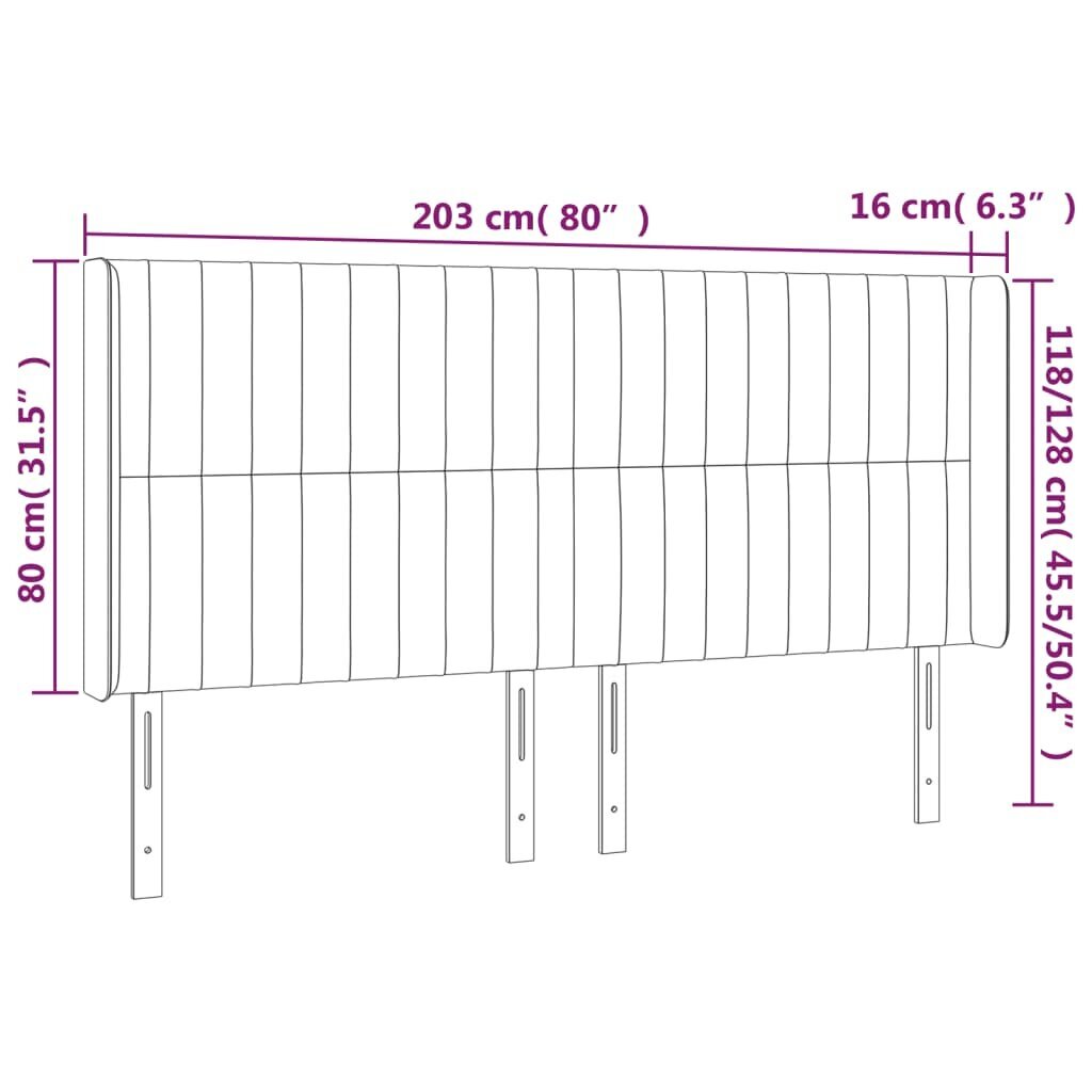 Galvūgalis su led, tamsiai rudos spalvos, 203x16x118/128cm kaina ir informacija | Lovos | pigu.lt