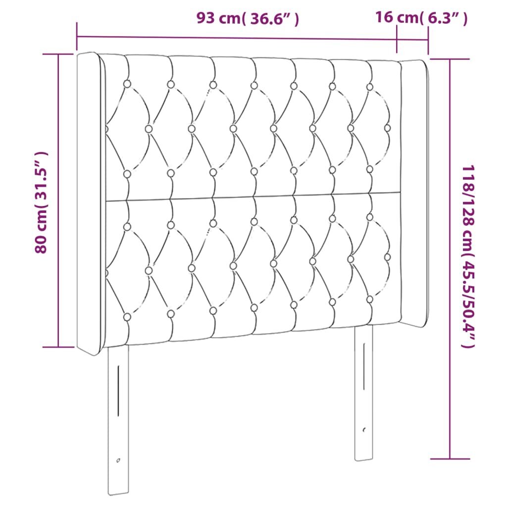 Galvūgalis su led, kreminės, 93x16x118/128cm kaina ir informacija | Lovos | pigu.lt