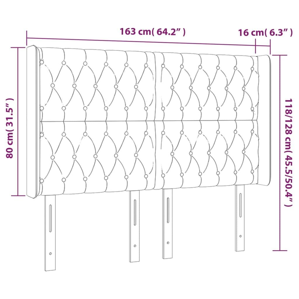 Galvūgalis su LED vidaXL, Audinys, 163x16x118/128cm, juoda kaina ir informacija | Lovos | pigu.lt