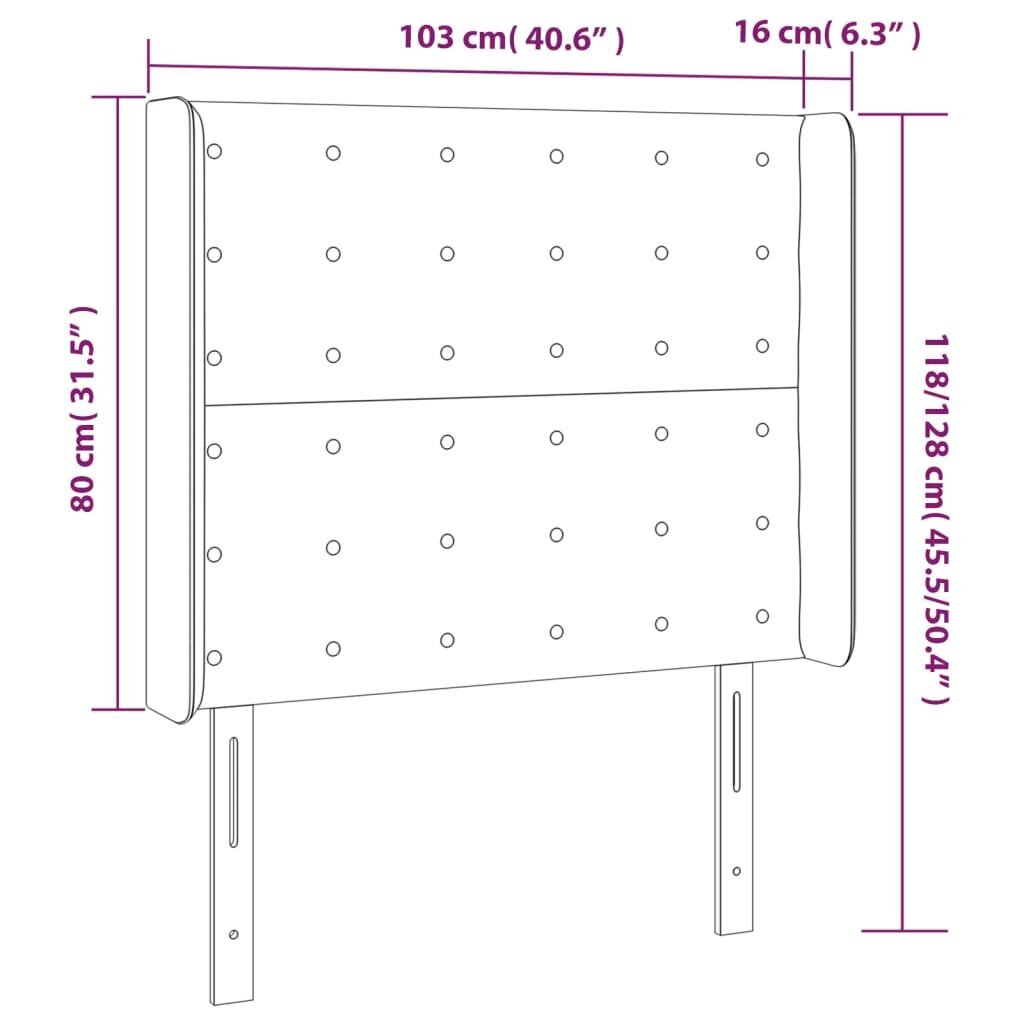 Galvūgalis su led, juodas, 103x16x118/128cm kaina ir informacija | Lovos | pigu.lt