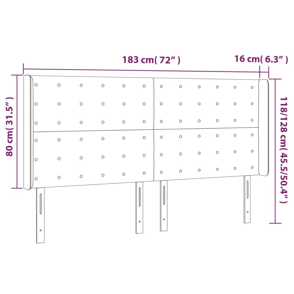 Galvūgalis su led, tamsiai pilkas, 183x16x118/128cm kaina ir informacija | Lovos | pigu.lt