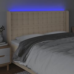 Galvūgalis su led, kreminės, 203x16x118/128cm kaina ir informacija | Lovos | pigu.lt