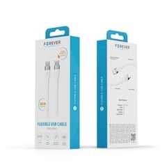 Forever Flexible cable USB-C - USB-C 1,0 m 60W white цена и информация | Кабели для телефонов | pigu.lt