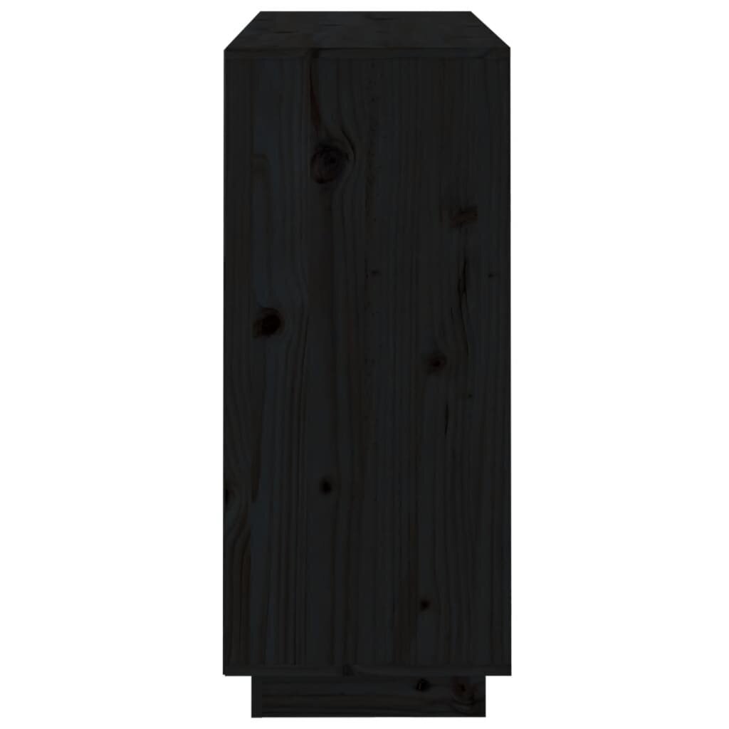 Šoninė spintelė vidaXL, Pušies medienos masyvas, 104,5x34x80cm, juoda kaina ir informacija | Svetainės spintelės | pigu.lt