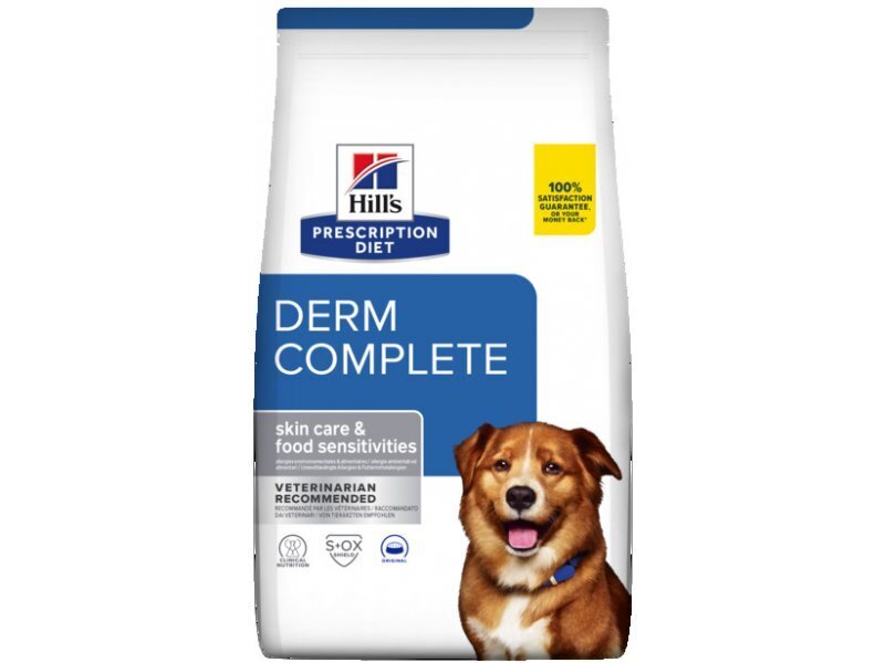 Hill's Prescription Diet Canine Derm Complete į alergijas linkusiems šunims, 12 kg kaina ir informacija | Sausas maistas šunims | pigu.lt