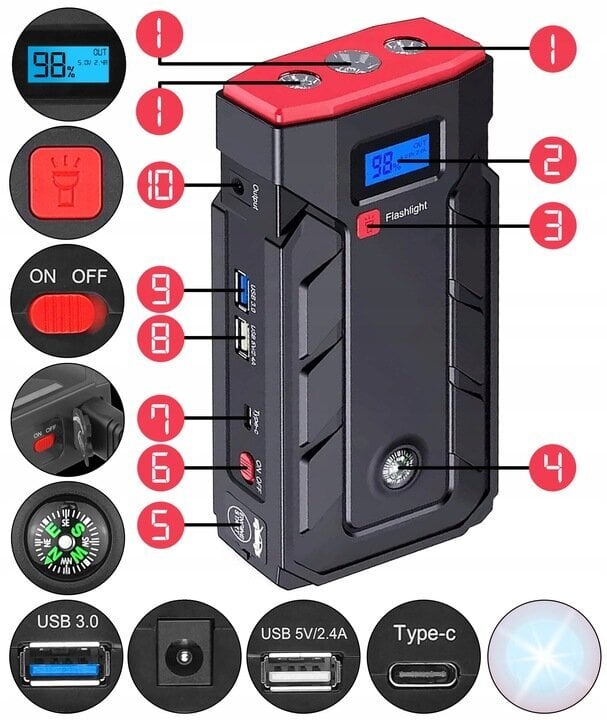 Akumuliatoriaus įkroviklis Boster Jump Starter 20AH 12V цена и информация | Akumuliatorių krovikliai | pigu.lt