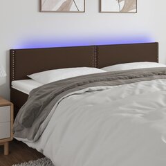 Galvūgalis su LED, Dirbtinė oda, 180x5x78/88cm, ruda цена и информация | Кровати | pigu.lt