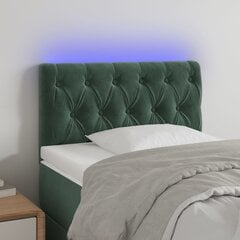 Galvūgalis su LED, Aksomas, 80x7x78/88cm, tamsiai žalia цена и информация | Кровати | pigu.lt