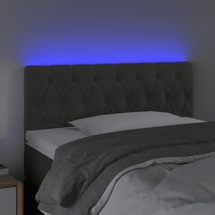 Galvūgalis su LED vidaXL, Aksomas, 100x7x78/88cm, tamsiai pilka цена и информация | Кровати | pigu.lt