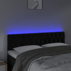 vidaXL Galvūgalis su LED, juodos spalvos, 144x7x78/88cm, aksomas цена и информация | Кровати | pigu.lt