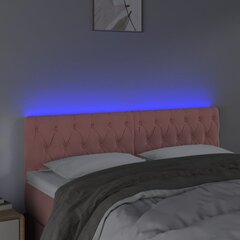 Galvūgalis su LED vidaXL, Aksomas, 144x7x78/88cm, rožinė spalva цена и информация | Кровати | pigu.lt