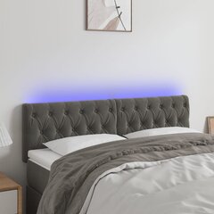 Galvūgalis su LED, Aksomas, 160x7x78/88cm, tamsiai pilka kaina ir informacija | Lovos | pigu.lt