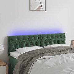 Galvūgalis su LED, Aksomas, 160x7x78/88cm, tamsiai žalia цена и информация | Кровати | pigu.lt