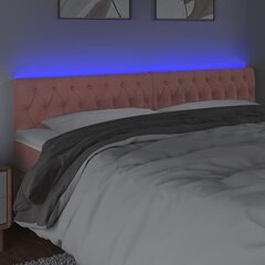 Galvūgalis su LED vidaXL, Aksomas, 180x7x78/88 cm, rožinė spalva цена и информация | Кровати | pigu.lt